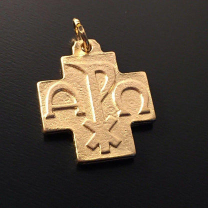 Chi Rho - Cross Blessed by Pope - Brass Medal - Pendant | Catholically