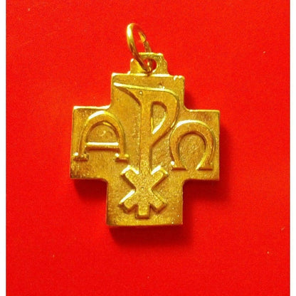 Chi Rho - Cross Blessed by Pope - Brass Medal - Pendant | Catholically