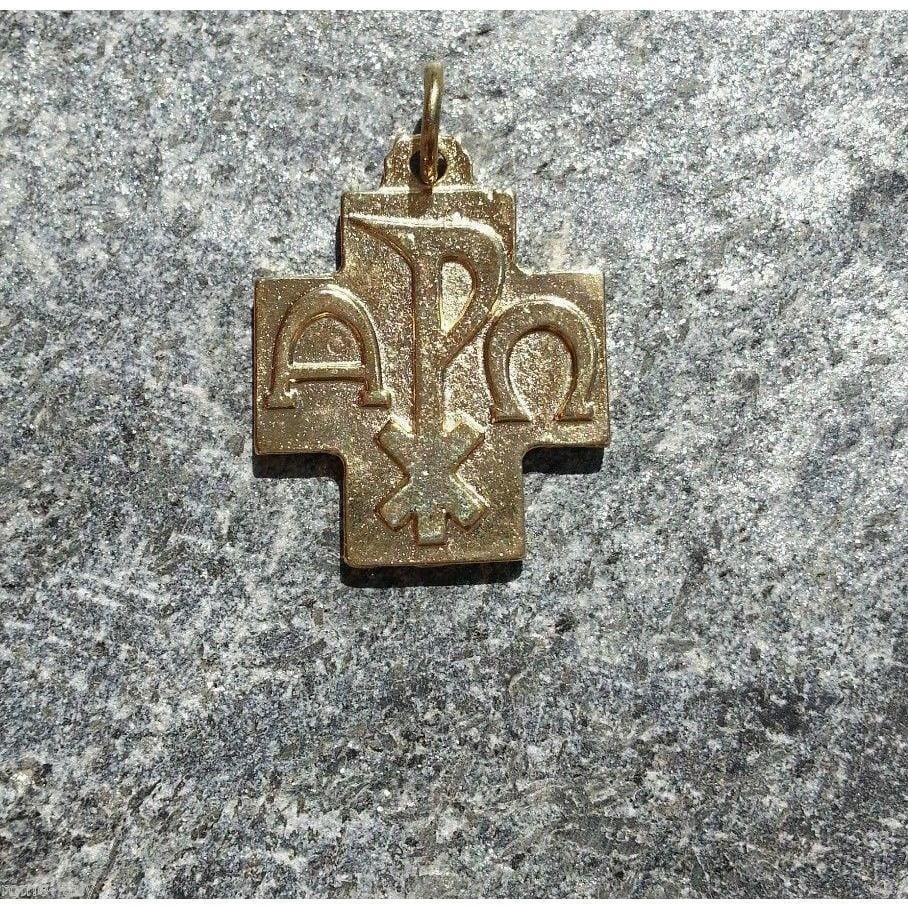 Chi Rho - Cross Blessed by Pope - Brass Medal - Pendant | Catholically