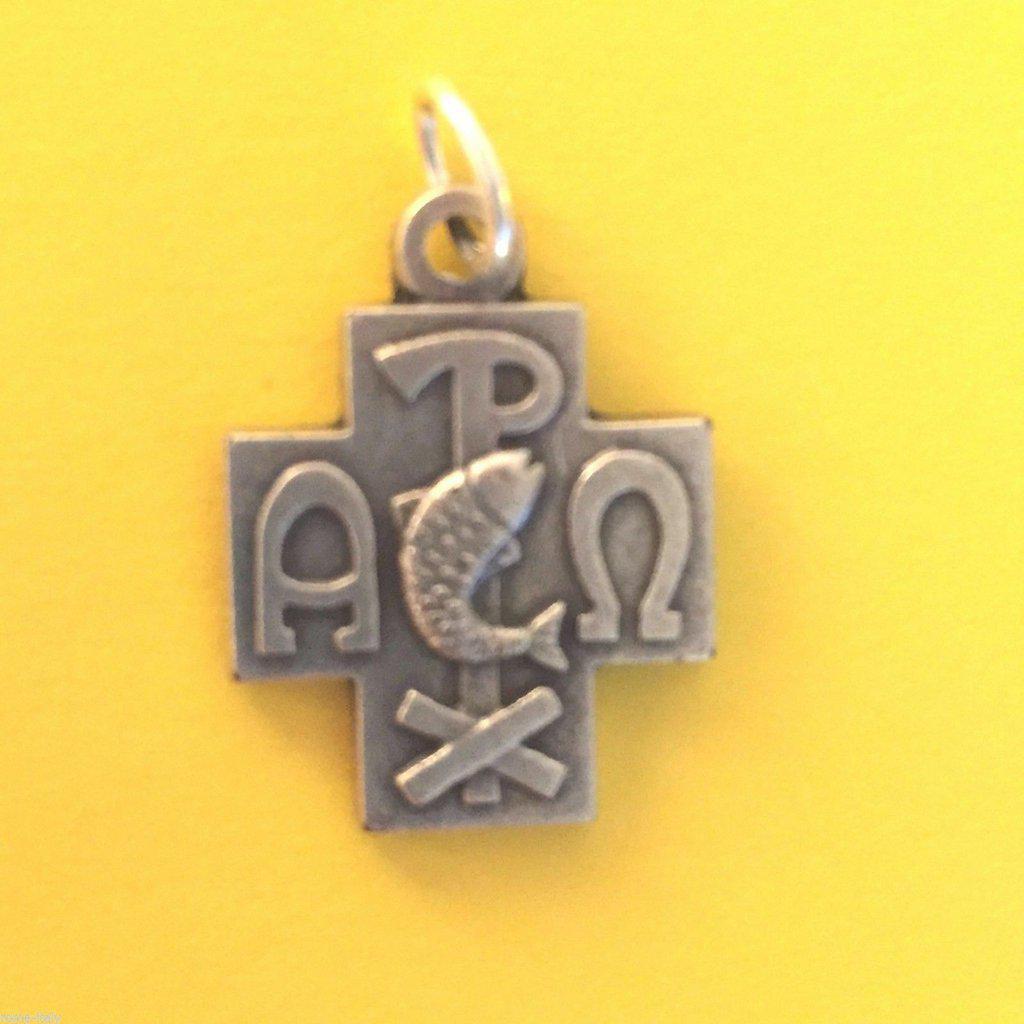 Chi Rho - Cross Blessed by Pope - Medal Pendant Charm | Catholically