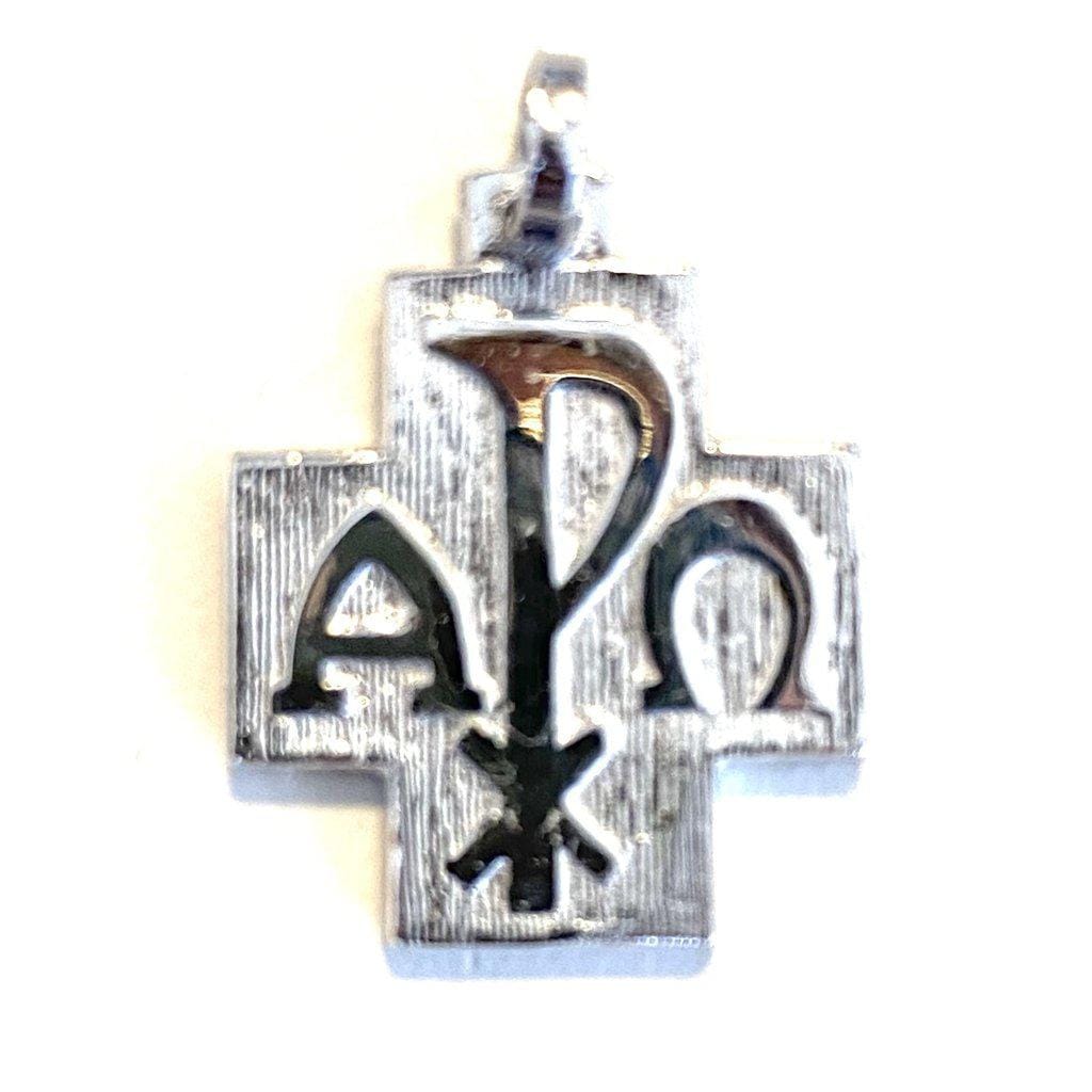 Chi Rho - Sterling Silver 925 Cross Crucifix Pendant Blessed | Catholically