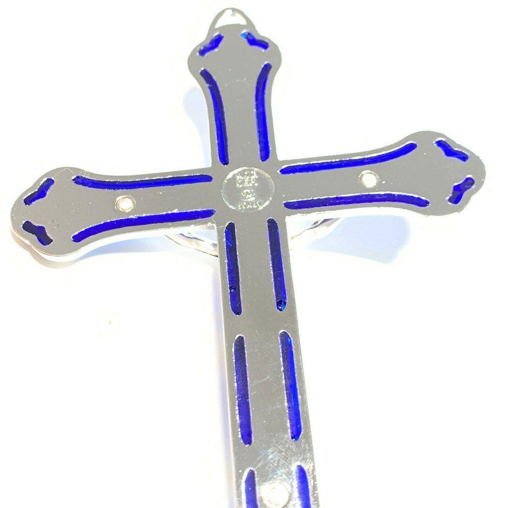 Colorful Blue & Red 5" 1/2 Crucifix - Cross Blessed By Pope | Catholically