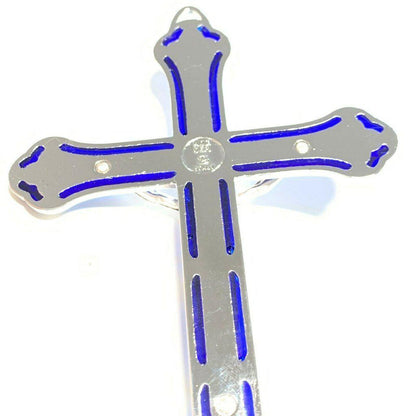 Colorful Blue & Red 5" 1/2 Crucifix - Cross Blessed By Pope | Catholically