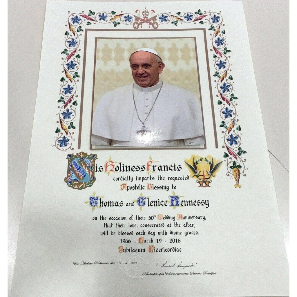 Customized Handwritten Pope Francis Papal Apostolic Blessing -Wedding- Nuns | Catholically