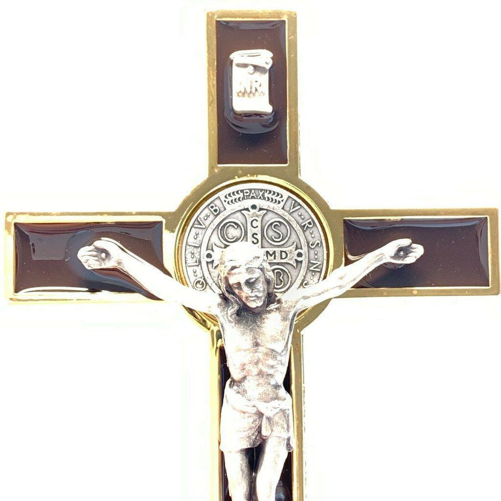 Dark Brown 7.5" St. Benedict Crucifix - Exorcism -Blessed by Pope | Catholically