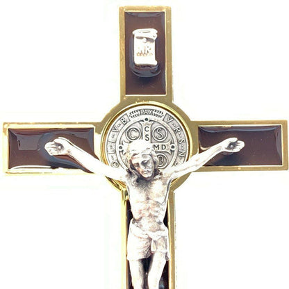 Dark Brown 7.5" St. Benedict Crucifix - Exorcism -Blessed by Pope | Catholically