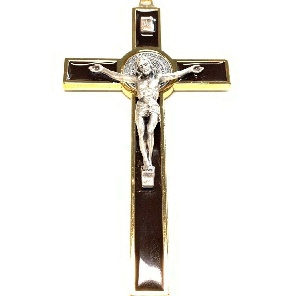 Dark Brown 7.5" St. Benedict Crucifix - Exorcism -Blessed by Pope | Catholically