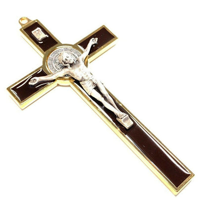 Dark Brown 7.5" St. Benedict Crucifix - Exorcism -Blessed by Pope | Catholically
