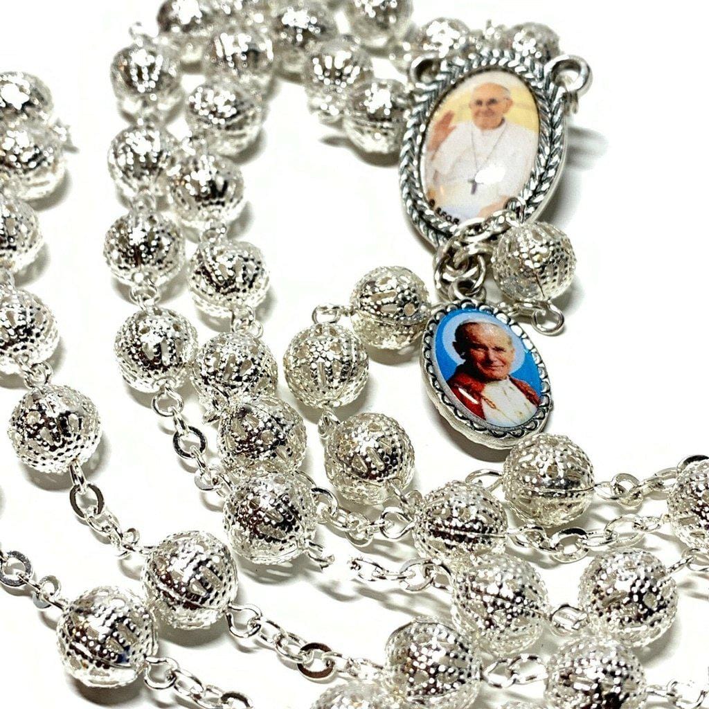 Dedicated To Pope Francis & St. John Paul II - Filigree Rosary Blessed By Pope | Catholically