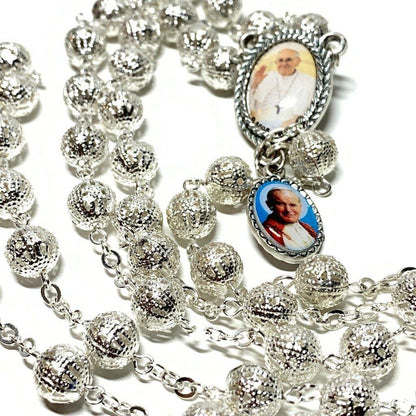 Dedicated To Pope Francis & St. John Paul II - Filigree Rosary Blessed By Pope | Catholically