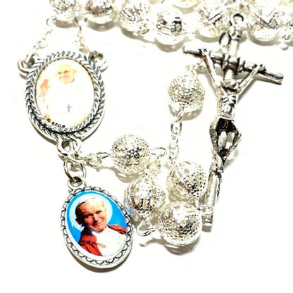 Dedicated To Pope Francis & St. John Paul II - Filigree Rosary Blessed By Pope | Catholically