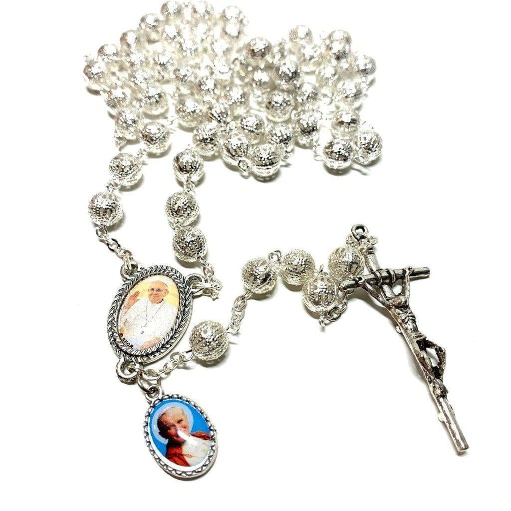 Dedicated To Pope Francis & St. John Paul II - Filigree Rosary Blessed By Pope | Catholically