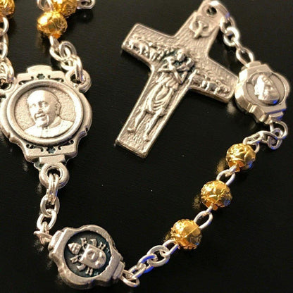 Dedicated To Pope Francis - Tiny Golden Rosary w/ Case - Blessed By Pope | Catholically