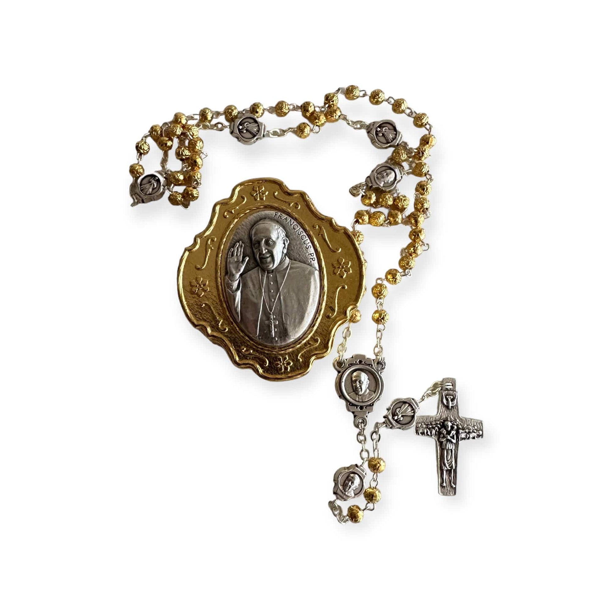Dedicated To Pope Francis - Tiny Golden Rosary w/ Case - Blessed By Pope | Catholically