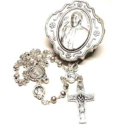 Dedicated To Pope Francis - Tiny Silver-Tone Rosary w/ Case - Blessed By Pope | Catholically