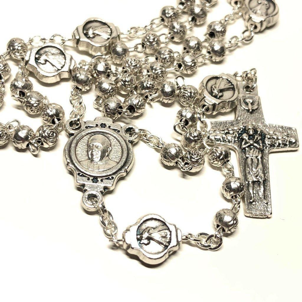 Dedicated To Pope Francis - Tiny Silver-Tone Rosary w/ Case - Blessed By Pope | Catholically