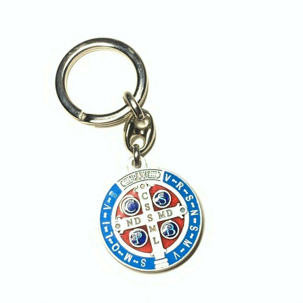 Dual Color Key Chain - St. Saint Benedict Keyring Medallion Exorcism Blessed | Catholically