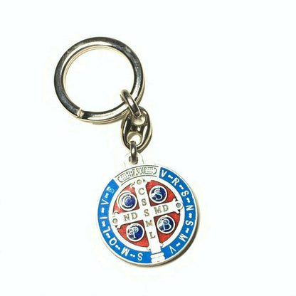 Dual Color Key Chain - St. Saint Benedict Keyring Medallion Exorcism Blessed | Catholically