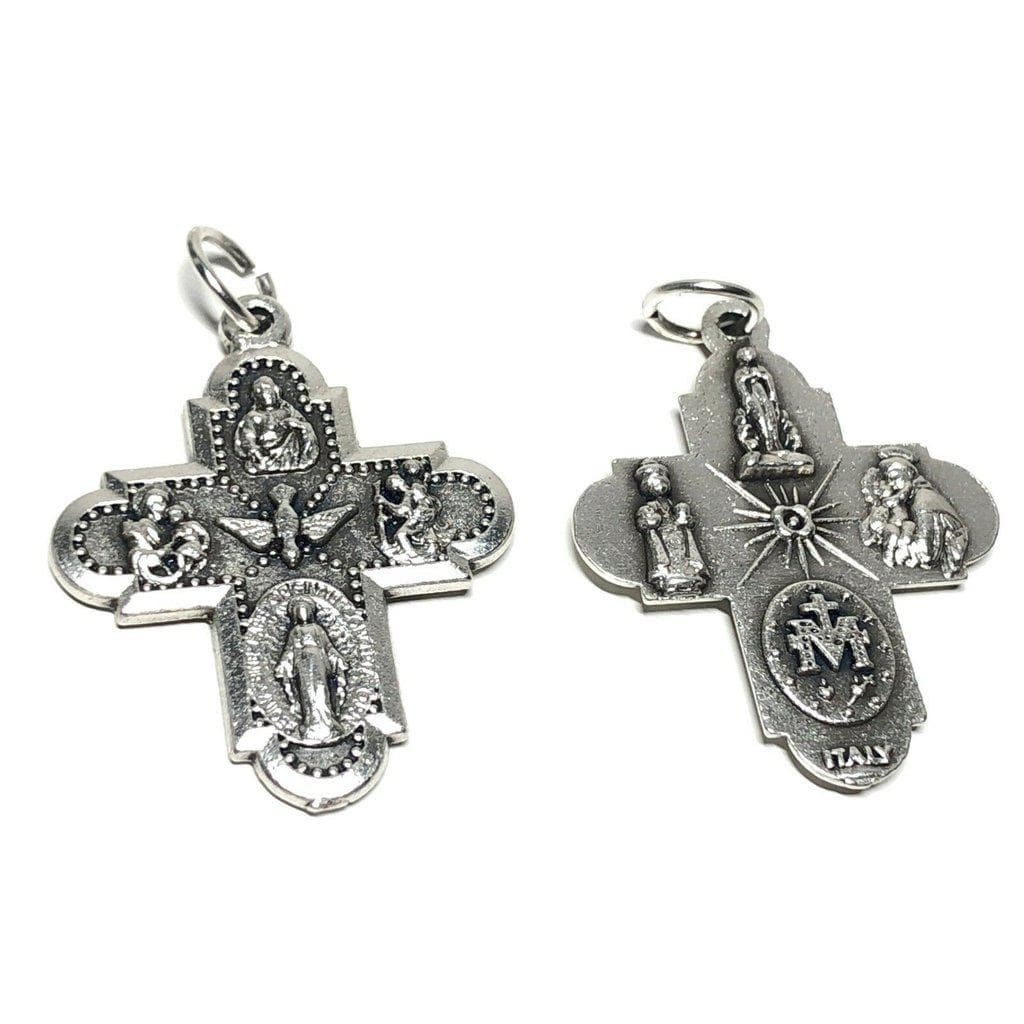Four Way Greek Cross - Crucifix - Blessed By Pope - Rosary Parts | Catholically