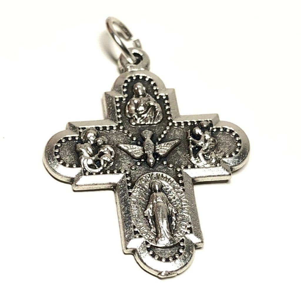 Four Way Greek Cross - Crucifix - Blessed By Pope - Rosary Parts | Catholically