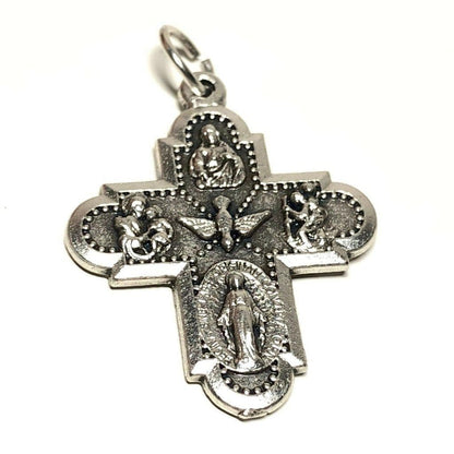 Four Way Greek Cross - Crucifix - Blessed By Pope - Rosary Parts | Catholically