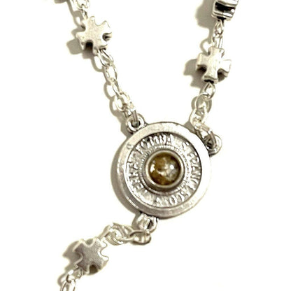Franciscan Rosary Blessed Pope w/ St. Francis Asissi Relic Soil From Tomb | Catholically