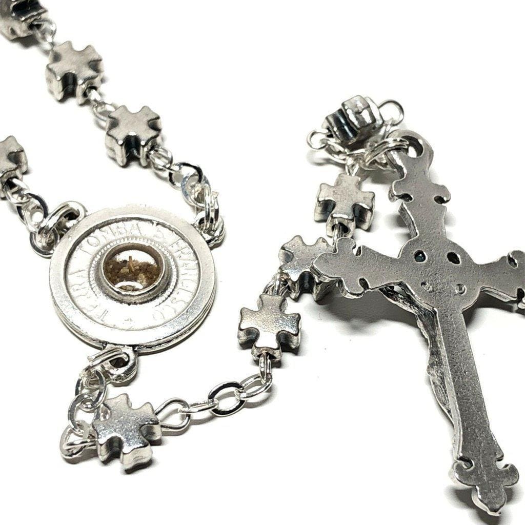 Franciscan Rosary Blessed Pope w/ St. Francis Asissi Relic Soil From Tomb | Catholically