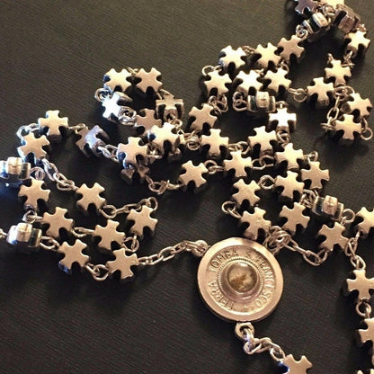 Franciscan Rosary Blessed Pope w/ St. Francis Asissi Relic Soil From Tomb | Catholically
