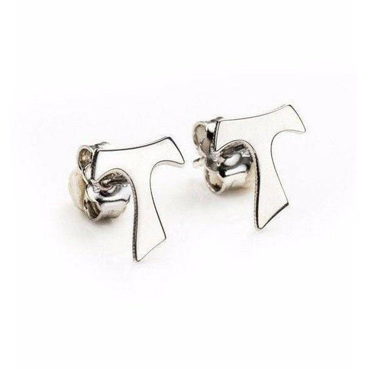 Franciscan Tau 925 Sterling Silver Earrings - Cross Crucifix Blessed By Pope | Catholically