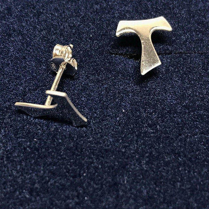 Franciscan Tau 925 Sterling Silver Earrings - Cross Crucifix Blessed By Pope | Catholically