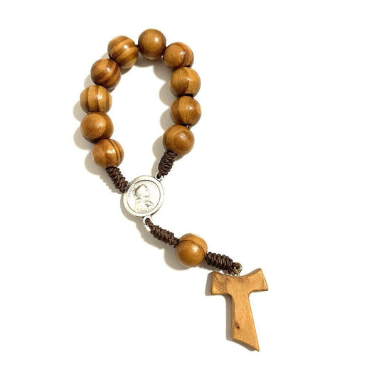 Franciscan Ten Beads Hand Rosary Blessed By Pope - St.Francis Relic Soil Tau | Catholically