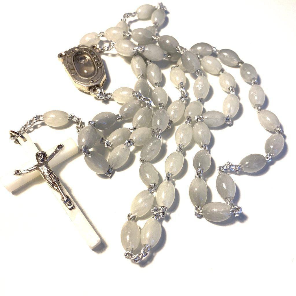 Glow in the Dark Rosary Lourdes Water Relic Medal - Blessed By Pope | Catholically