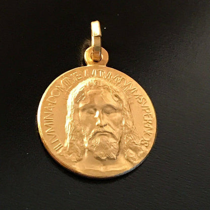 Gold Medal Over Sterling 925 Holy Face Of Jesus - Holy Shroud - Oviedo Sindone | Catholically
