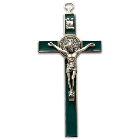 Green 7.5" St. Benedict Cross Crucifix -Exorcism -Saint -Blessed -San Benito | Catholically