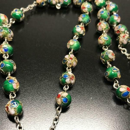Green Cloisonne Rosary Blessed By Pope - Prayer Beads | Catholically
