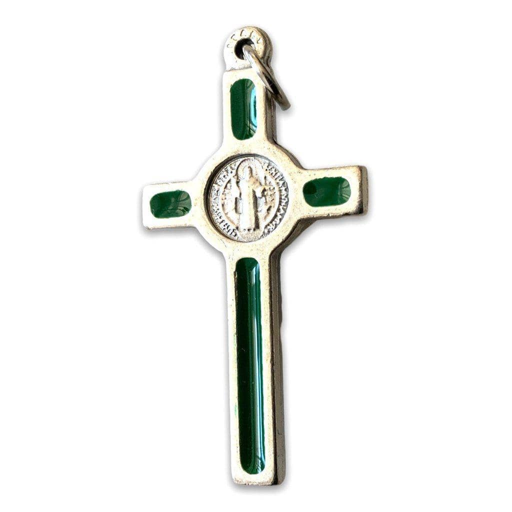 Green Cross St. Benedict - Tiny Pendant - Rosary Parts - Crucifix | Catholically