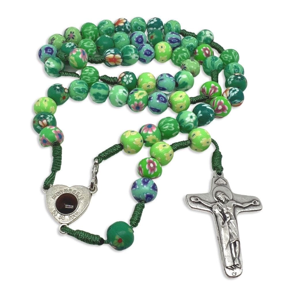 Green Fimo Rosary Hand Made By Nuns Of Medjugorje - Blessed by Pope | Catholically