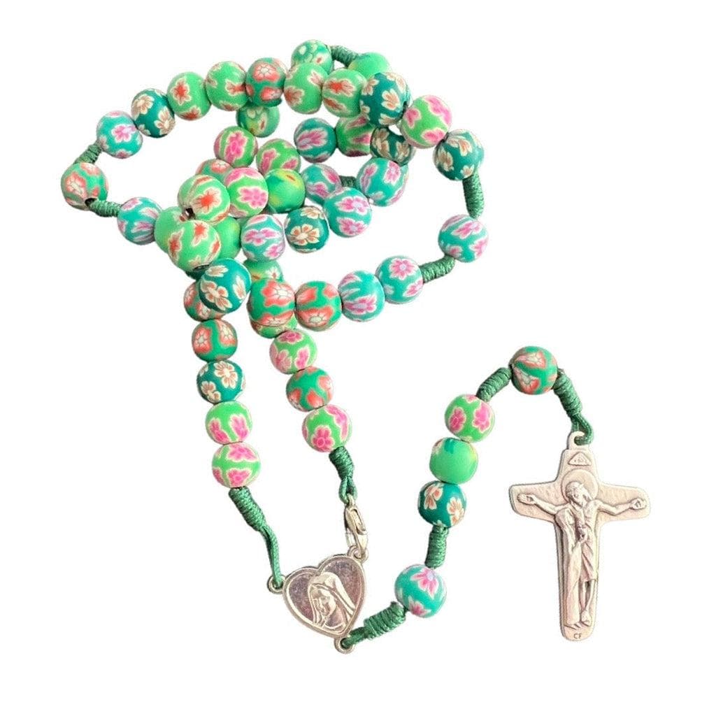 Green Fimo Rosary Hand Made By Nuns Of Medjugorje - Blessed by Pope | Catholically
