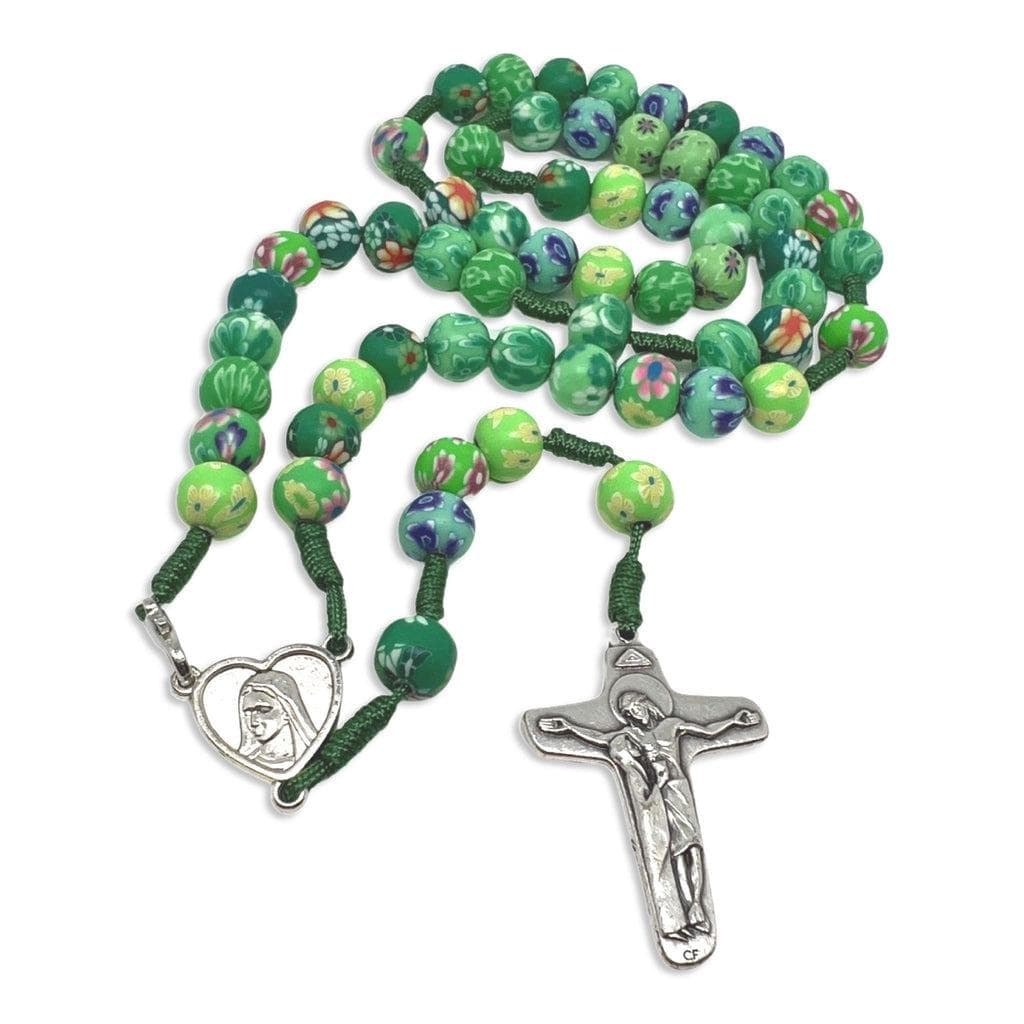 Green Fimo Rosary Hand Made By Nuns Of Medjugorje - Blessed by Pope | Catholically