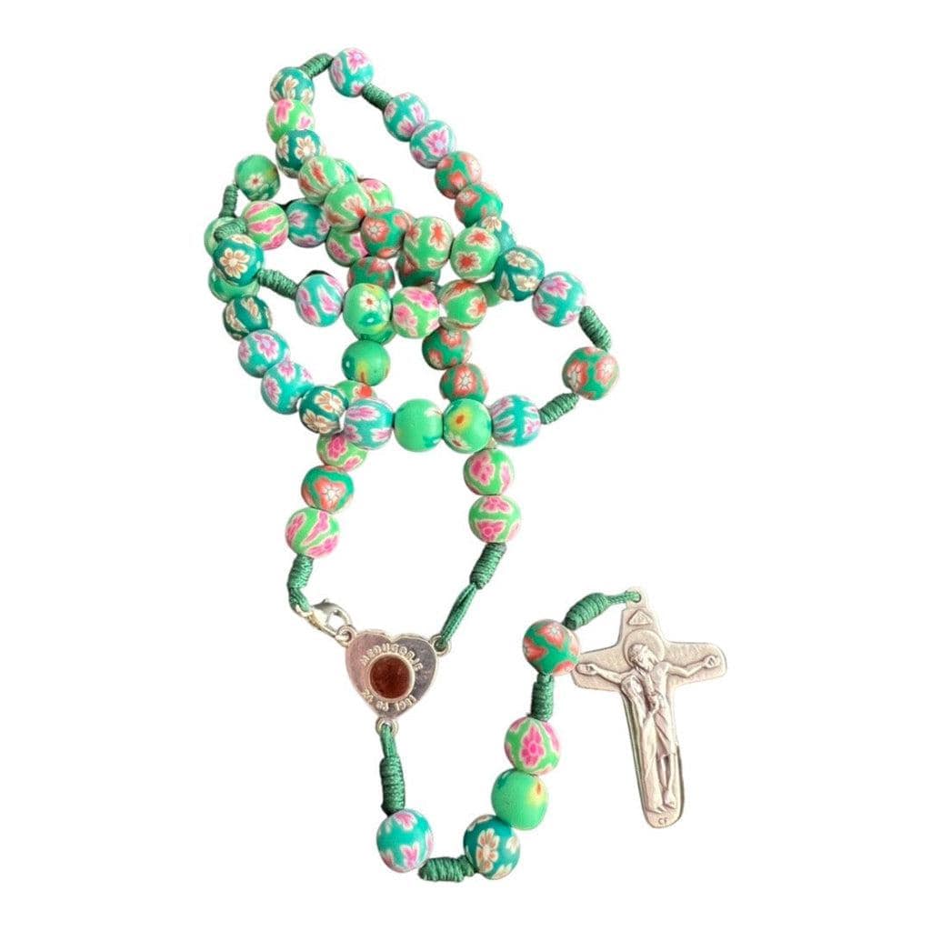 Green Fimo Rosary Hand Made By Nuns Of Medjugorje - Blessed by Pope | Catholically