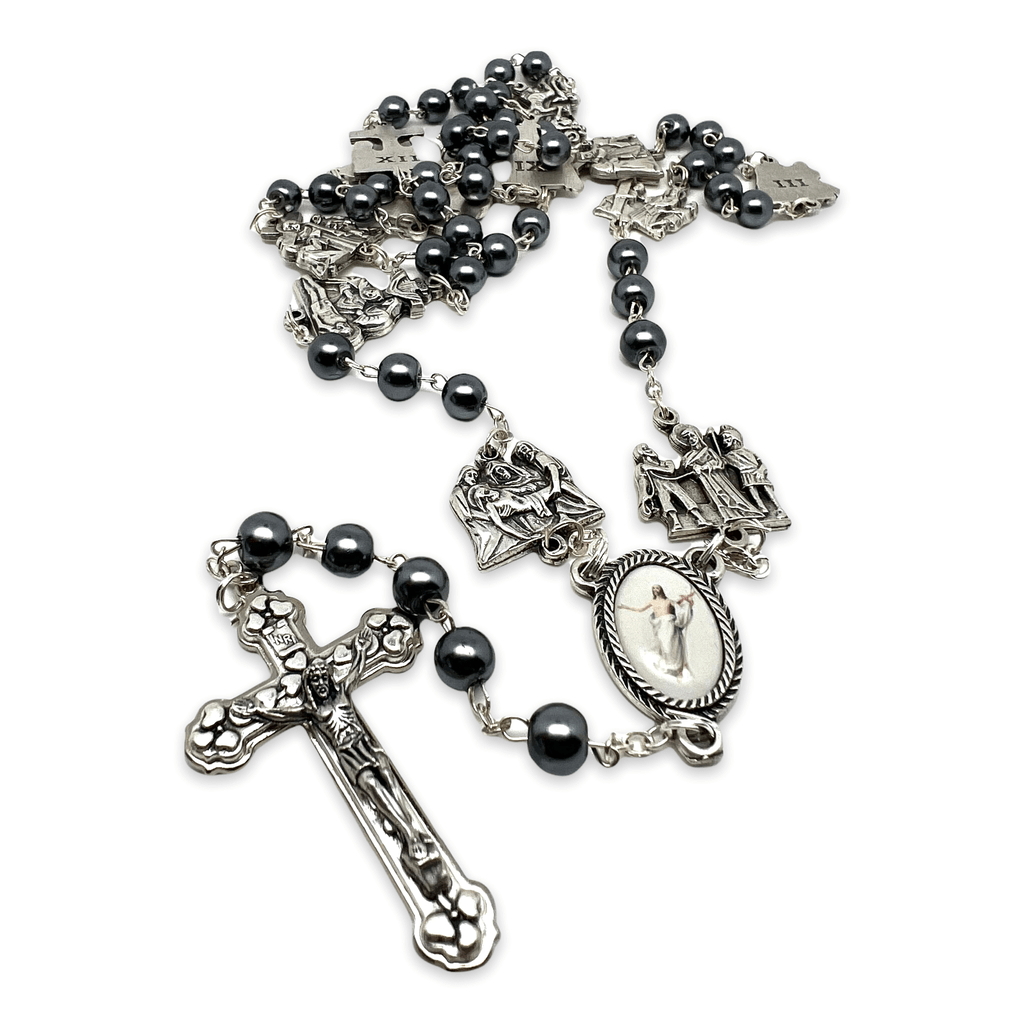 Hematite Rosary Stations Of The Cross - Easter rosary | Catholically