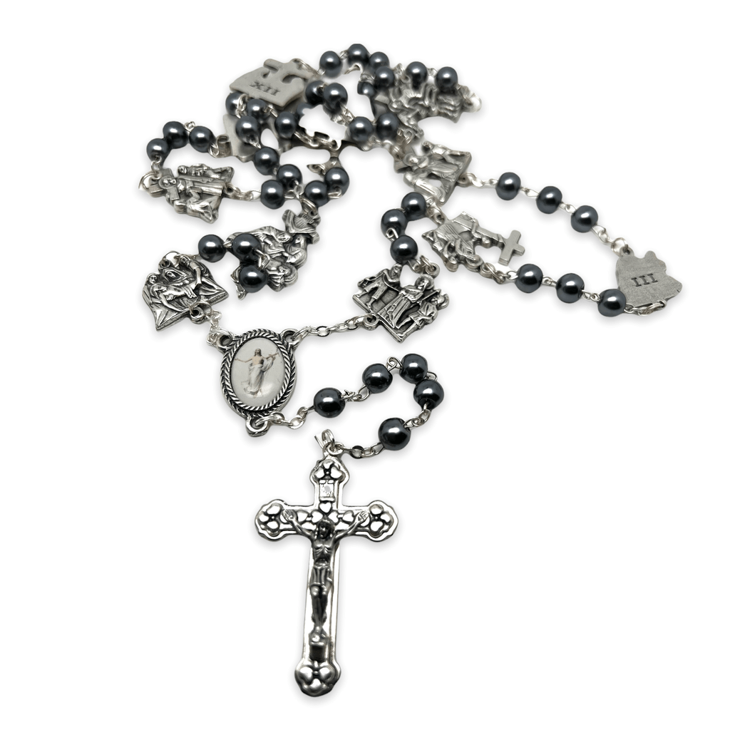 Hematite Rosary Stations Of The Cross - Easter rosary | Catholically