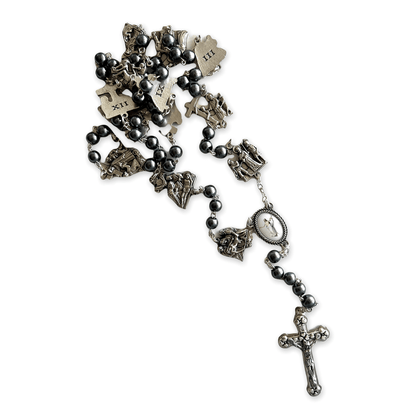 Hematite Rosary Stations Of The Cross - Easter rosary | Catholically