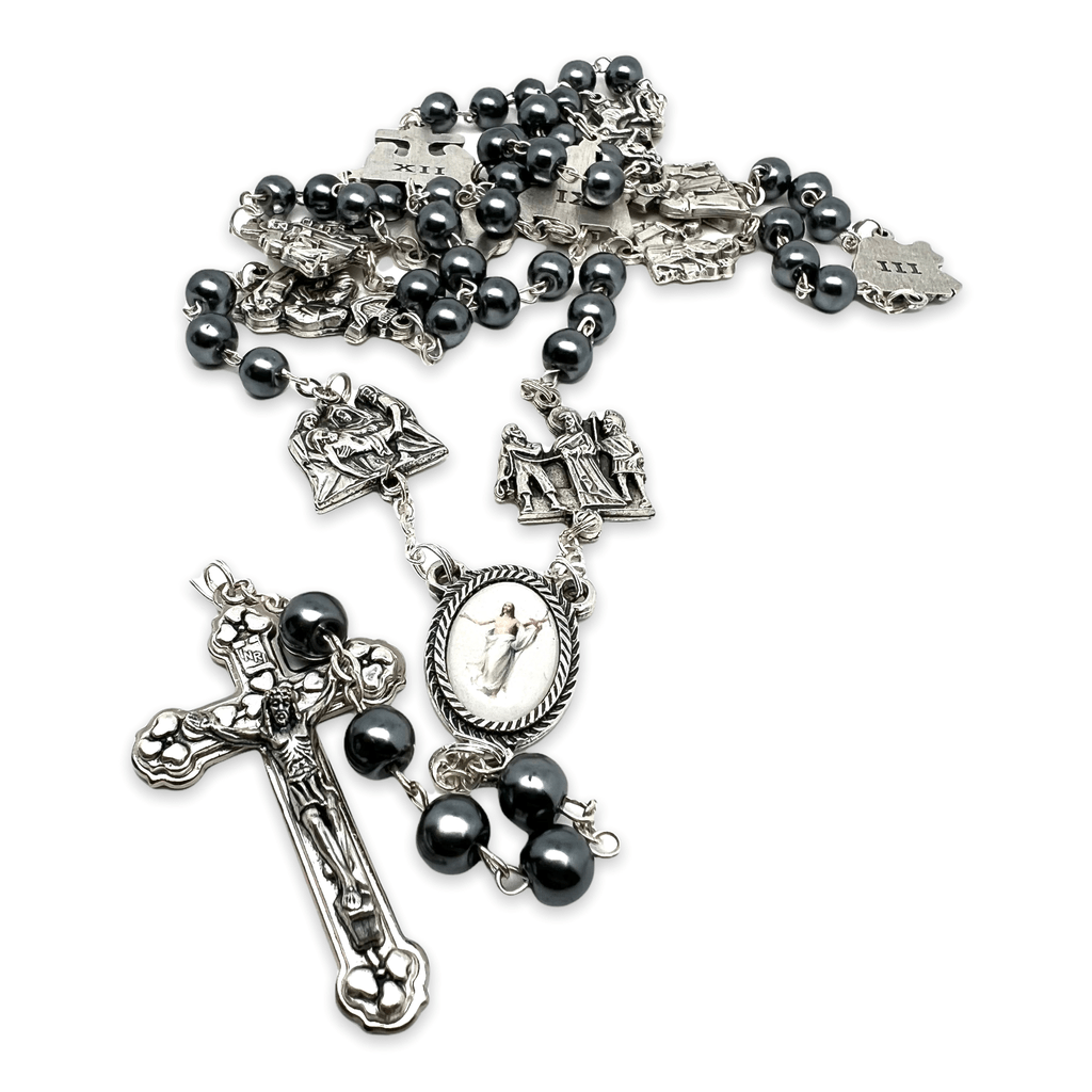 Hematite Rosary Stations Of The Cross - Easter rosary | Catholically