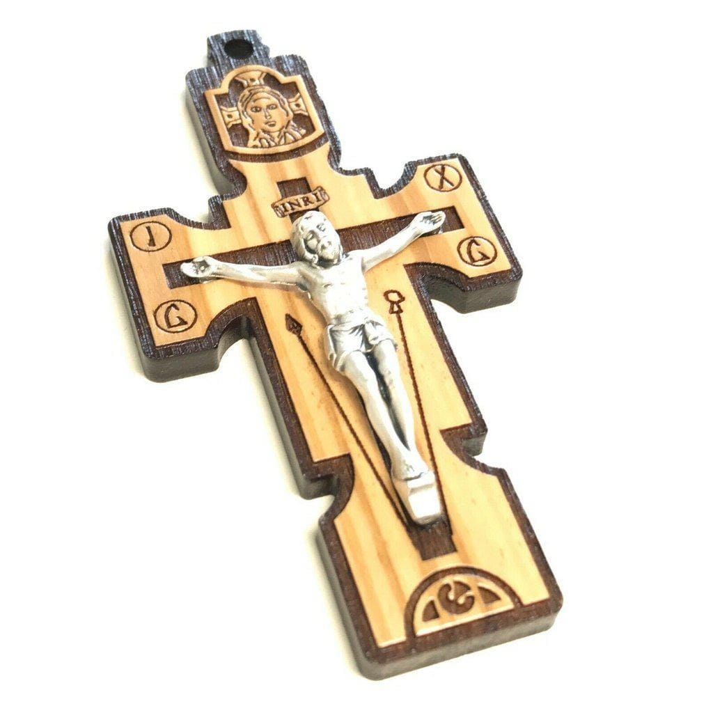 High Quality 3 1/2 Olive Wood Crucifix  - Pectoral Cross - Wooden Cross | Catholically