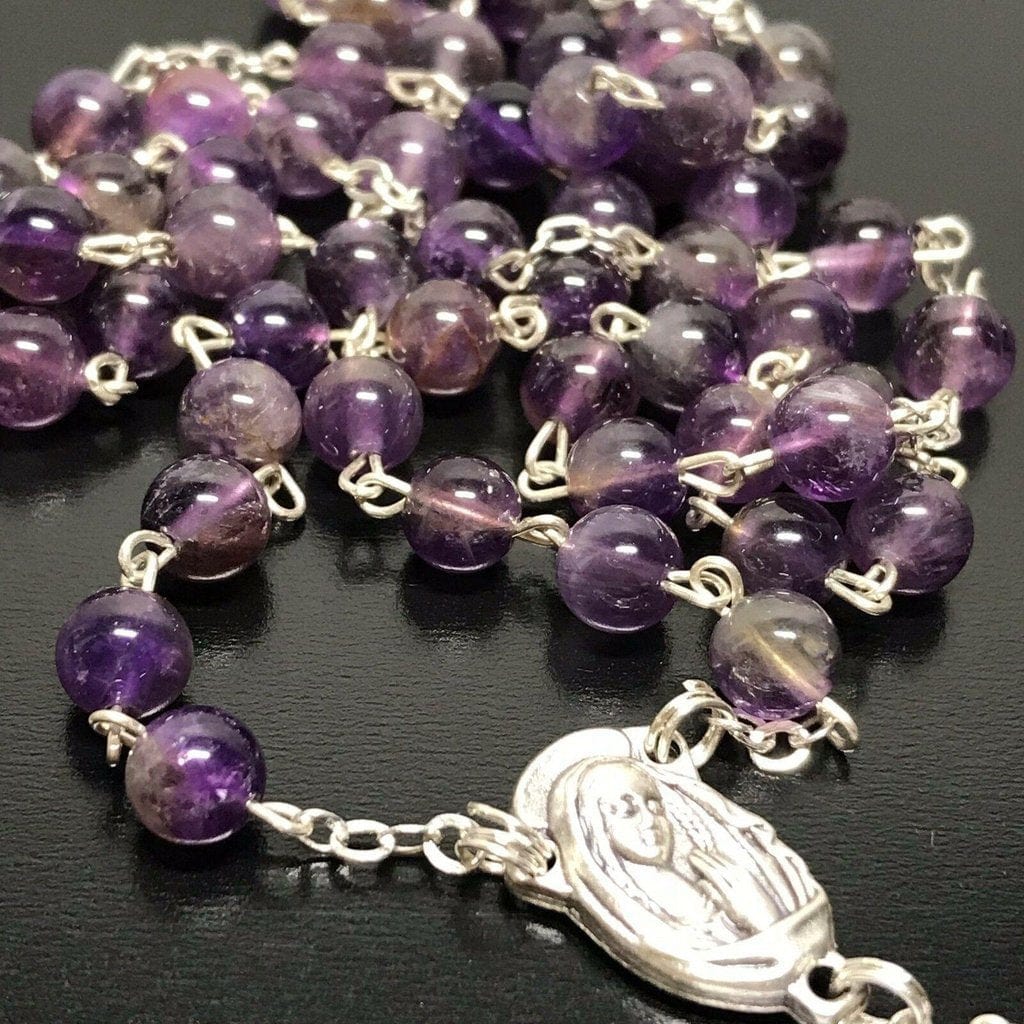 Holy Communion Amethyst Quartz Rosary -Confirmation -Baptism -Wedding | Catholically