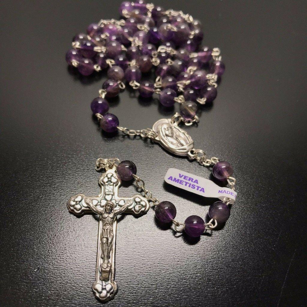 Holy Communion Amethyst Quartz Rosary -Confirmation -Baptism -Wedding | Catholically