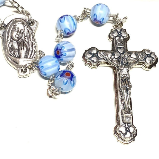 Holy Communion Colorful Light Blue Italian Rosary - Blessed By Pope | Catholically