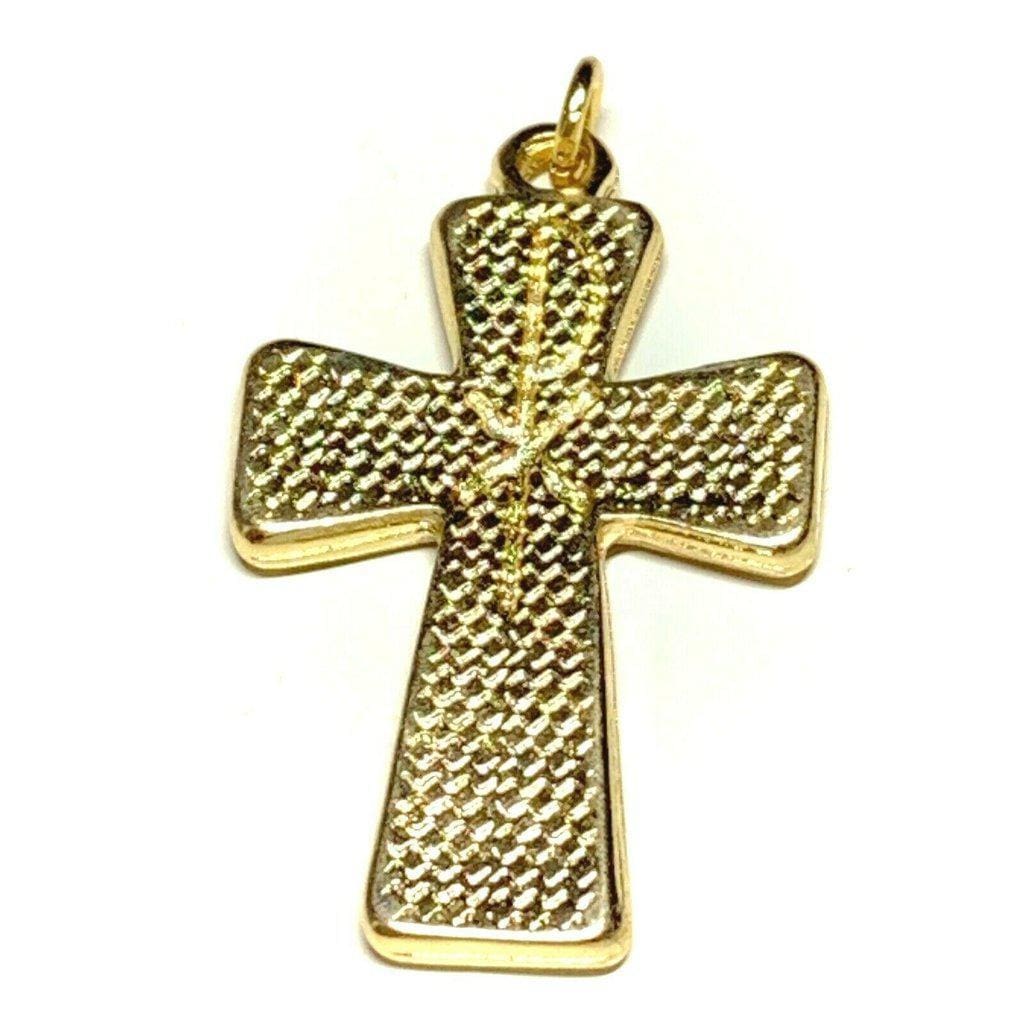Holy Communion Cross - Brass & Blue Enamel Crucifix - Blessed By Pope | Catholically