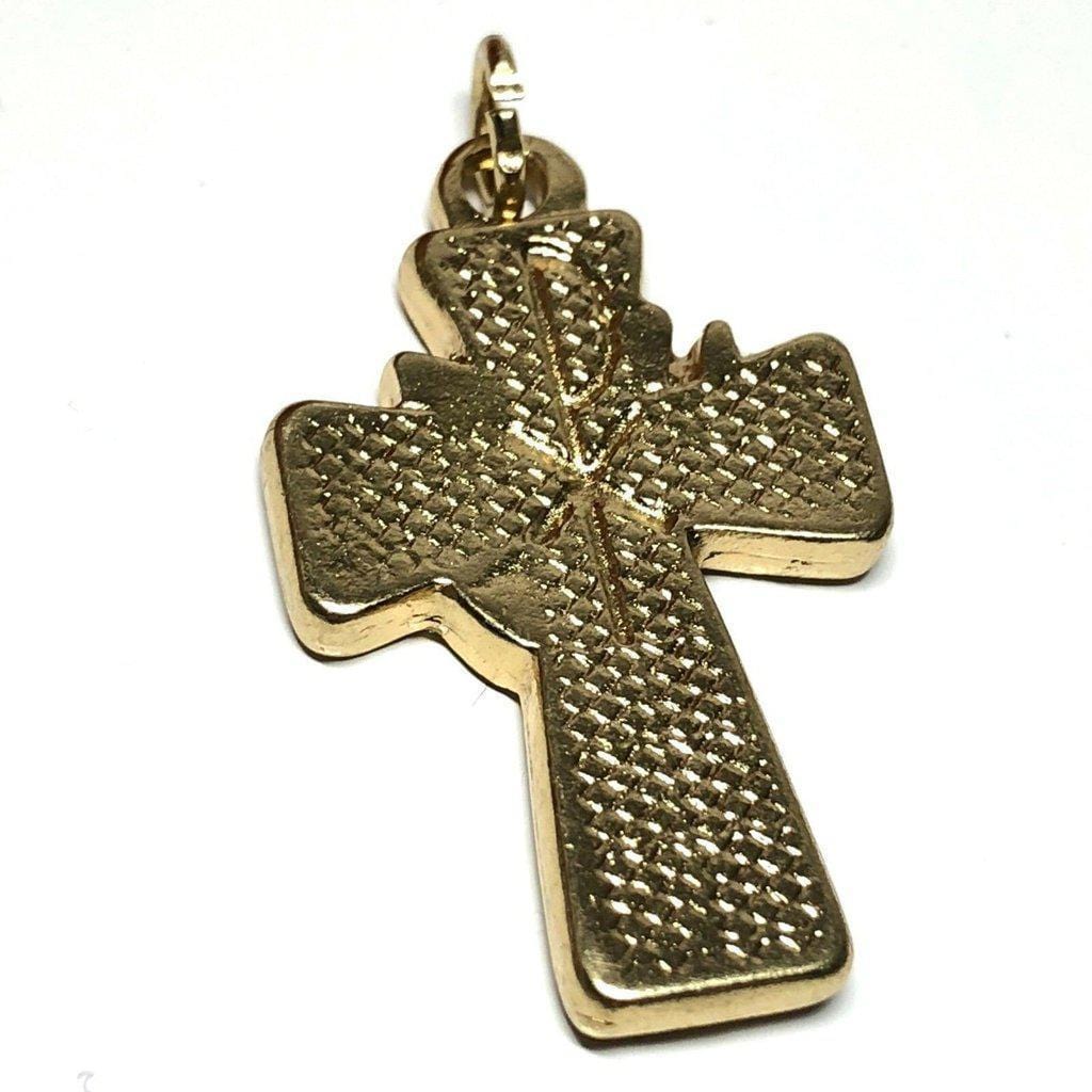 Holy Communion Cross - Brass Red & Blue Enamel Ihs Crucifix - Blessed By Pope | Catholically